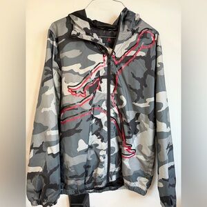 Jordan Youth Boys Camo Windbreaker Jacket Gray Black Red Size YXL